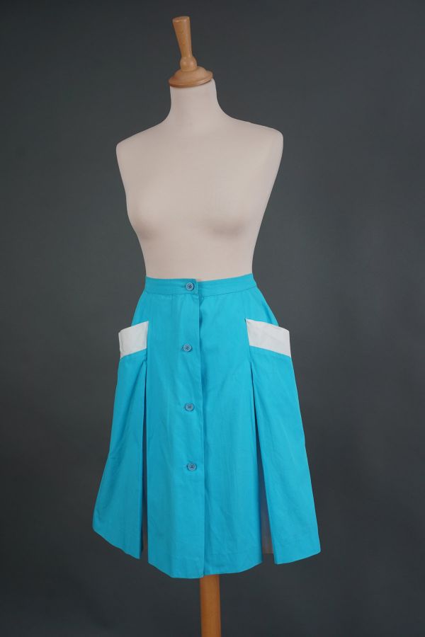 Blue skirt with white pleats Price