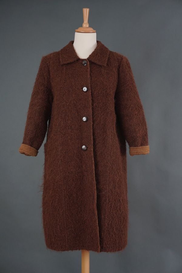 Chocolate shaggy coat from scottish wool Price