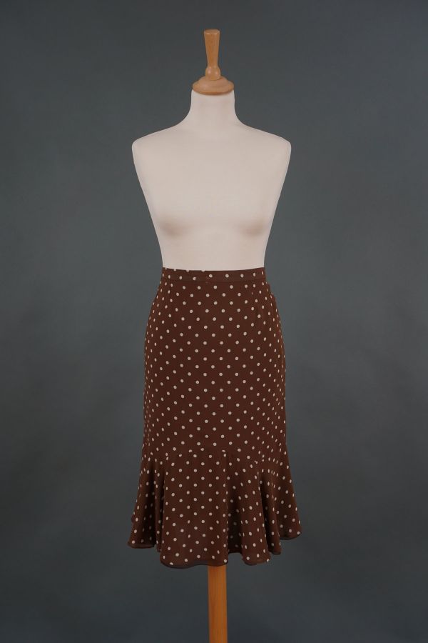 Brown polka dot silk skirt Price