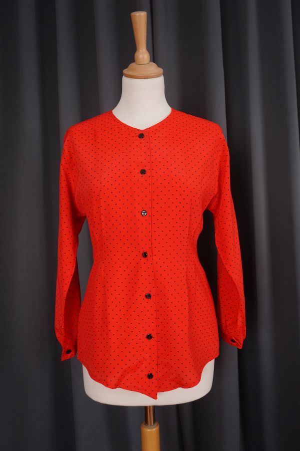 Red polka dot blouse Price